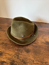 Fein-Kaller All Sport Hat Vintage Swiss Olive Green Velour Alpine Bavarian Hat picture