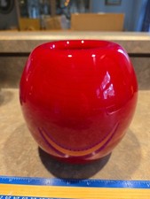 Vintage Michael Nourot Signed Studio Art Glass Vase Red Signed picture