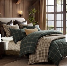 HiEnd Accents Windowpane Plaid Modern Rustic Bedding 3 Piece Duvet Cover King picture
