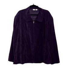 Cato Woman 28W Purple Faux Suede Zip Front Collared Jacket Plus Size Long Sleeve picture
