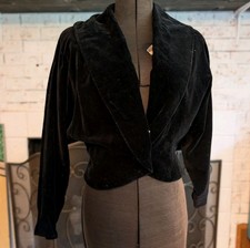 Vintage 50's Cotonificio Cantoni Jacket Twill Back Velveteen Bolero Small picture