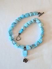 Vtg Sterling Silver Genuine Polished Pale Blue Howlite Nugget 18