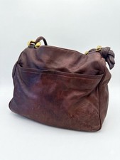 Vintage LOEWE Madrid 1846 Brown Leather Shoulder Tote Bag Gold Hardware Anagram picture