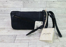 Free People We The Free Black Leather Zip Continental Wallet Wristlet New Nwt picture