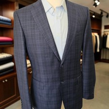Reda Super 130s Wool Blazer 40r Blue Purple Checked Dual Side Vents 4 Seasons picture