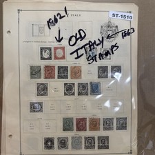 SCOTT'S WORLD STAMP ALBUM BREAK: Old Italy Stamp Lot w/ 1862, 1863 MORE ST-1510 picture