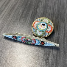 Italian Micro Mosaic Brooches - Vtg Italian Micro Mosaic Pins picture
