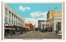 Fall River Massachusetts 1920s North Main Street Cars Standard Postcard picture