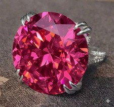 RARE 19.70 Ct Certified Pink Treated Diamond Solitaire Ring, FREE Diamond Studs picture