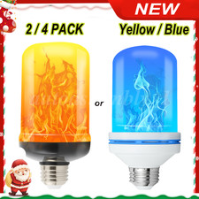 2-4 Pcs LED Bulbs Flame Light Bulbs Flickering Fire Effect/ E26 Blue & Yellow picture