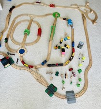 Huge BRIO Wooden Railway Train Set Lot 3 Battery Trains Bridge Tracks Accessorie picture