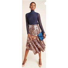 NWT Anthropologie Dhruv Kapoor Leonita Sequin Asymmetrical Skirt Size 0 picture