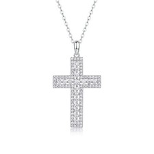 Fifty8 Moissanite Cross Pendant Necklace 925 Silver Sanctuary picture