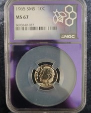 1965 P SMS Roosevelt Dime MS67 NGC Trader Bea Purple Core 10c Gem Bu Unc Coin  picture