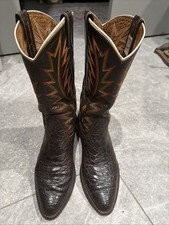 RARE 1970s Nocona Chocolate Pre Ban Turtle Round Toe Boots 9.5D picture