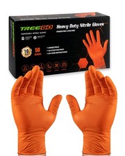 TREEGO 10 Mil Nitrile Gloves XL - Heavy Duty Orange Gloves with Double Diamon picture