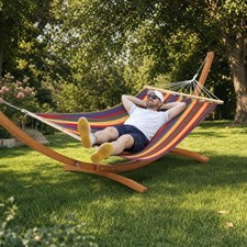 Wooden Hammock Stand with Hammock Curved 475 Lbs Capacity for 9~13 Ft Hammocks picture