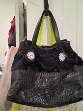 NWT Vintage Raviani Luxury Black Leather Crocodile & Hair Western Statement Bag picture