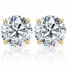 1 1/2ct TW Round Excellent Cut Diamond Studs 14k Yellow Gold Lab Grown Earrings picture