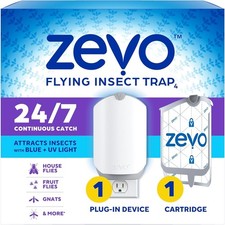 Zevo Flying Insect Trap (1 Plug in Device & 1 Cartridge) Featuring Blue UV Light picture