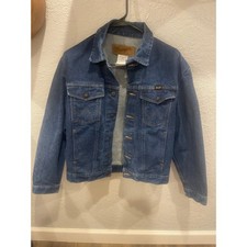 Wrangler Authentic Western Denim Jacket Medium Wash Blue Cotton Trucker Coat picture