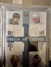 2014-15 Ice Frozen Foursomes Relics Jamie Benn Brett Hull Kari Lehtonen HOF 1p0 picture