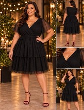 Candalite Women’s Black Glitter Tiered Tulle Cocktail Dress Size 2X NWT picture