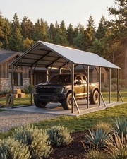 13x26 ft Metal Carport w/ Vertical Roof ,Outdoor Heavy Duty Shed Garage Shelter picture