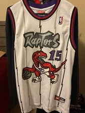 Vtg Nike Toronto Raptors Vince Carter #15 White Dinosaur Jersey NBA Team XXL picture