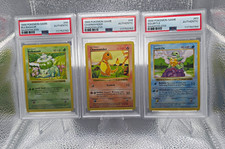 Pokémon PSA Authentic 3x 1999 Shadowless Bulbasaur 44 Charmander 46 Squirtle 63 picture
