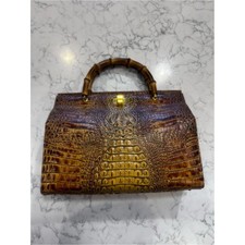 Vintage Saks Fifth Avenue Brown Crocodile Skin Handbag Purse picture