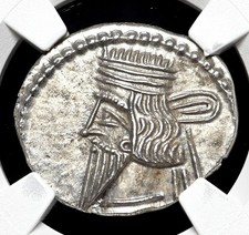PARTHIAN KINGDOM. Pacorus, AD 78-120, Silver Drachm, NGC AU picture