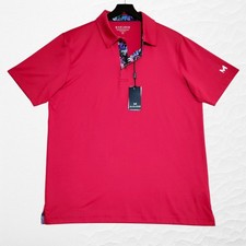 Maelreg Performance Golf Polo Men's MEDIUM Red Wicking UPF30+ Stretch NEW picture