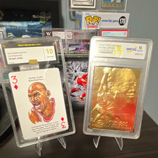 Michael Jordan 2 Card Graded Lot - Hero Decks 3 of Diamonds and Fleer 24KT Gold picture