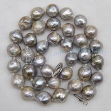 Huge 10-12mm Natural Silver Freshwater Reborn Keshi Baroque Pearl Necklace 18'' picture
