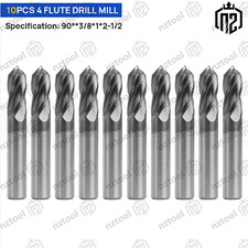 10PCS 4 Flute 90 Degree 3/8