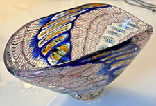 Gorgeous Murano Glass Blue and Pink Latticino Small Bowl or Dish picture