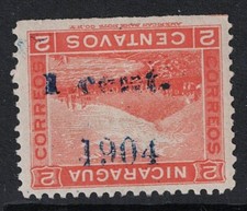 Nicaragua 1904 1c on 2c Inverted Ovpt / Mint Hinged - S24452 picture