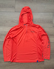 Huk Coral/Red Hooded Fishing 1/4 Zip Long Sleeve Performance Women’s Size Large picture