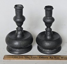 Pair Antique 17th - 18th Century Pewter Candlesticks  picture