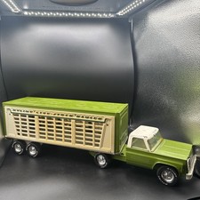 Vintage Nylint Live Stock Hauler Green Truck & Trailer  Pressed Steel picture