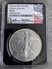 2016-(W) American Silver Eagle NGC MS70 West Point Anna Cabral Signed ASE MINT picture