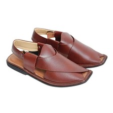 Men's Peshawari Chappal Handmade Leather Sandals US Size 8 Genuine Cowhide picture