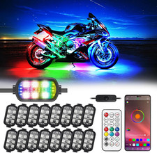 16Pcs Motorcycle RGB LED Underglow Kit Chasing App/RF Music Brake Signal IP68 picture