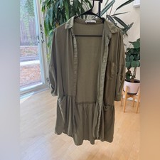 Zara Olive Green Button-Front Midi Dress picture