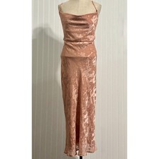 Hutch Anthropologie Kinsey Rose Pink Burnout Floral Midi Slip Dress Cowl Neck 12 picture