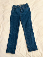 Madewell Women’s Straight Jeans Blue Medium Wash Denim Cotton Mid Rise 5-Pocket picture
