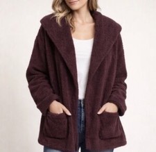 Koolaburra by UGG Sherpa Fleece Shawl Collar Cardigan Sweater Burgundy 3X New picture