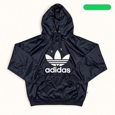 Adidas Originals Black Satin Trefoil Hoodie XS picture