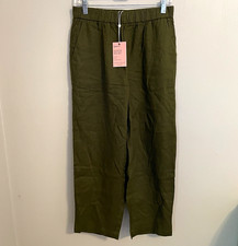 Quince Women’s Green Solid Linen Pants Elastic Waist with Pockets Size S picture